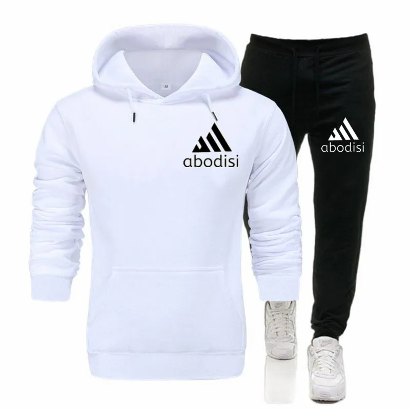 

2021 new abodisi men's fashion simple classic logo hooded sweater suit sports leisure outdoor running suit fitness suit