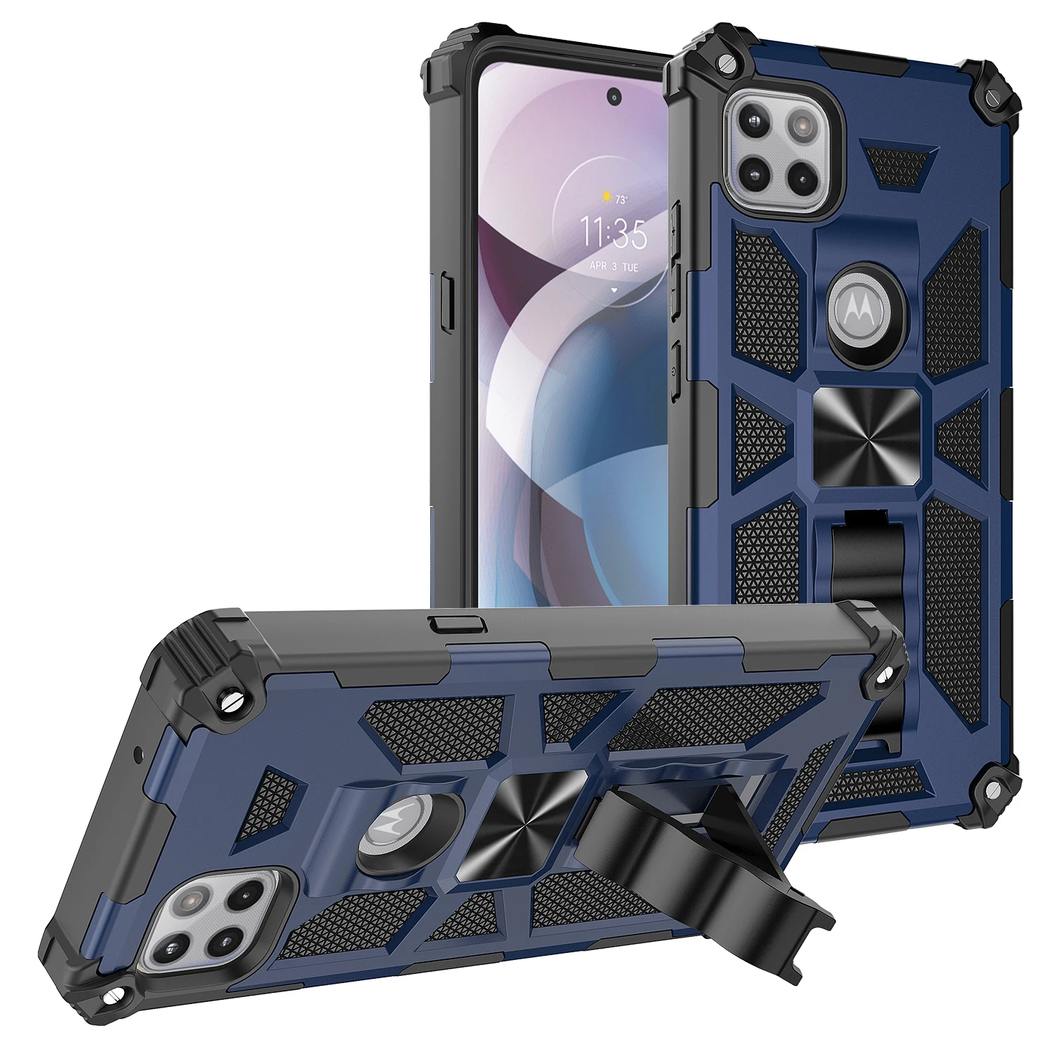 

Rugged Bracket Armor Phone Case For Motorola One Fusion Plus Moto E6S 2020 With Metal magnetic Shockproof Protector Back Cover