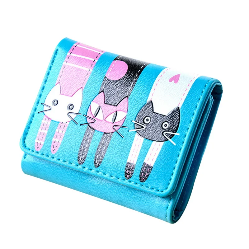 Новинка Walleta женский Дамский кошелек с кошкой для девушек короткий кошелек с держателем для карт принт с милой кошкой