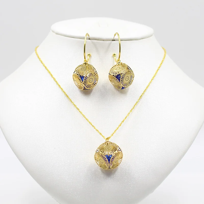 Комплект из колье и серёг под розовое золото 585 пробы|Ювелирные наборы| |