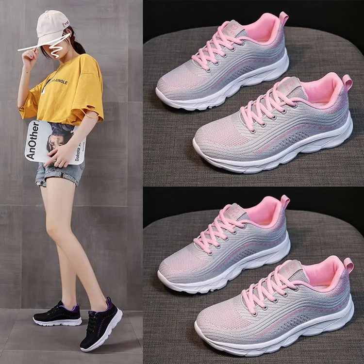 

Women Tennis Shoes Sneakers Basket Femme Thick Bottom Platform Lace-Up Breathable Woman Shoes Ladies Height Wedge Shoes
