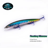 water sniper 15 5g125mm floating minnow fishing lures 125f bass plastic wobbler for fishing accessories