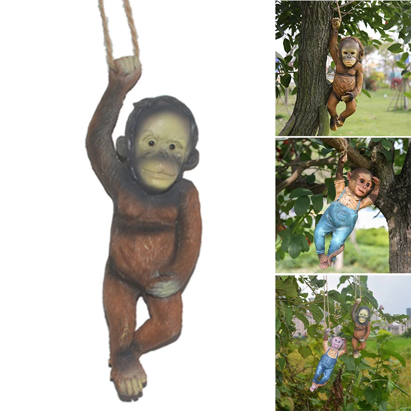 

Cute Monkey Statue Hand Painted Resin Crafts Outdoor Micro Landscape Decoration for Garden Courtyard