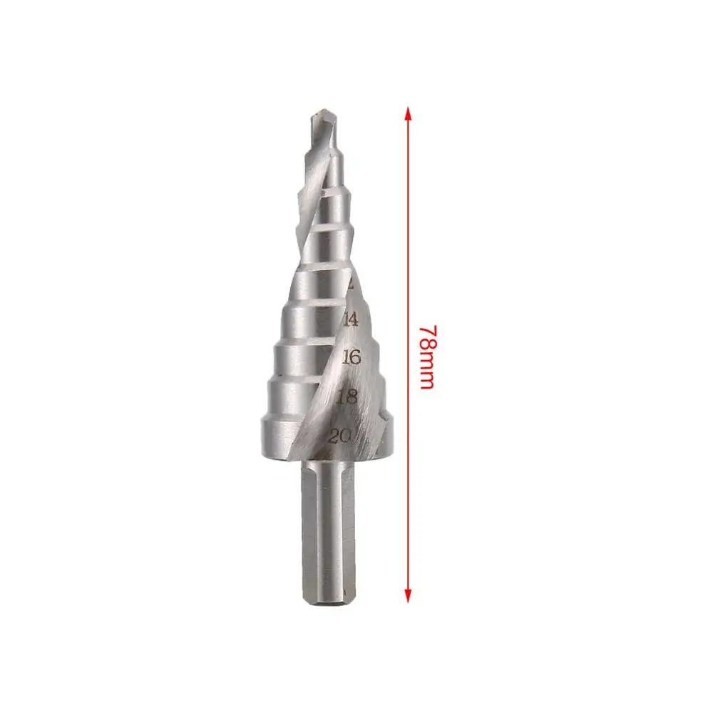 4-20mm HSS спиральный рифленый треугольный хвостовик Шаг сверло бурение электроинструменты для металла резак для сверления отверстий шаг конус сверло серебро - Цвет: 4-20mm