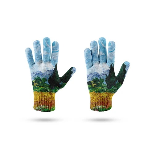 Перчатки с рисунком картины маслом Ван Гога, вязаные зимние модные теплые перчатки с рисунком для мужчин и женщин, рабочие митенки для сенсорного экрана