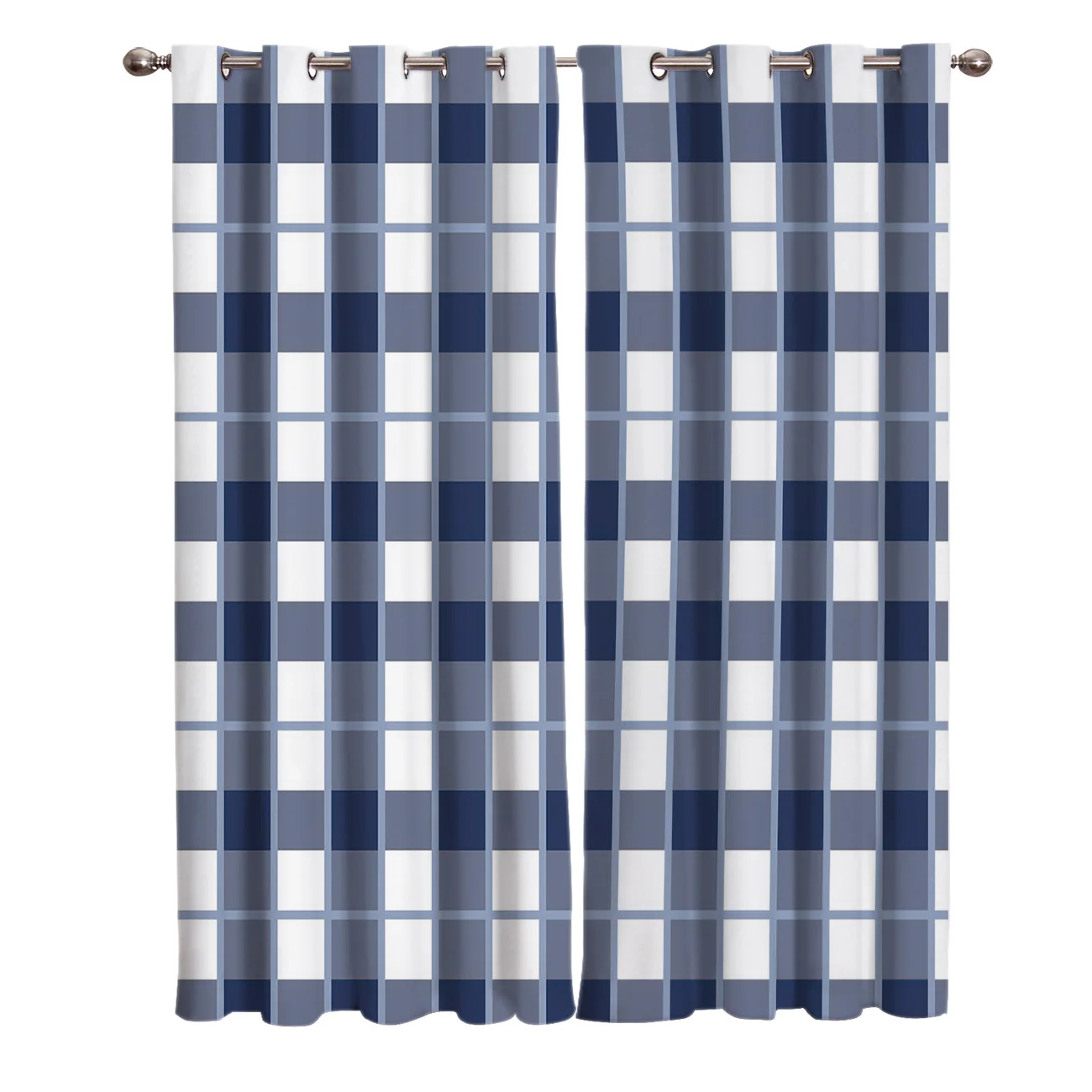 Современные синие и белые этнические геометрические занавески на окна ванная