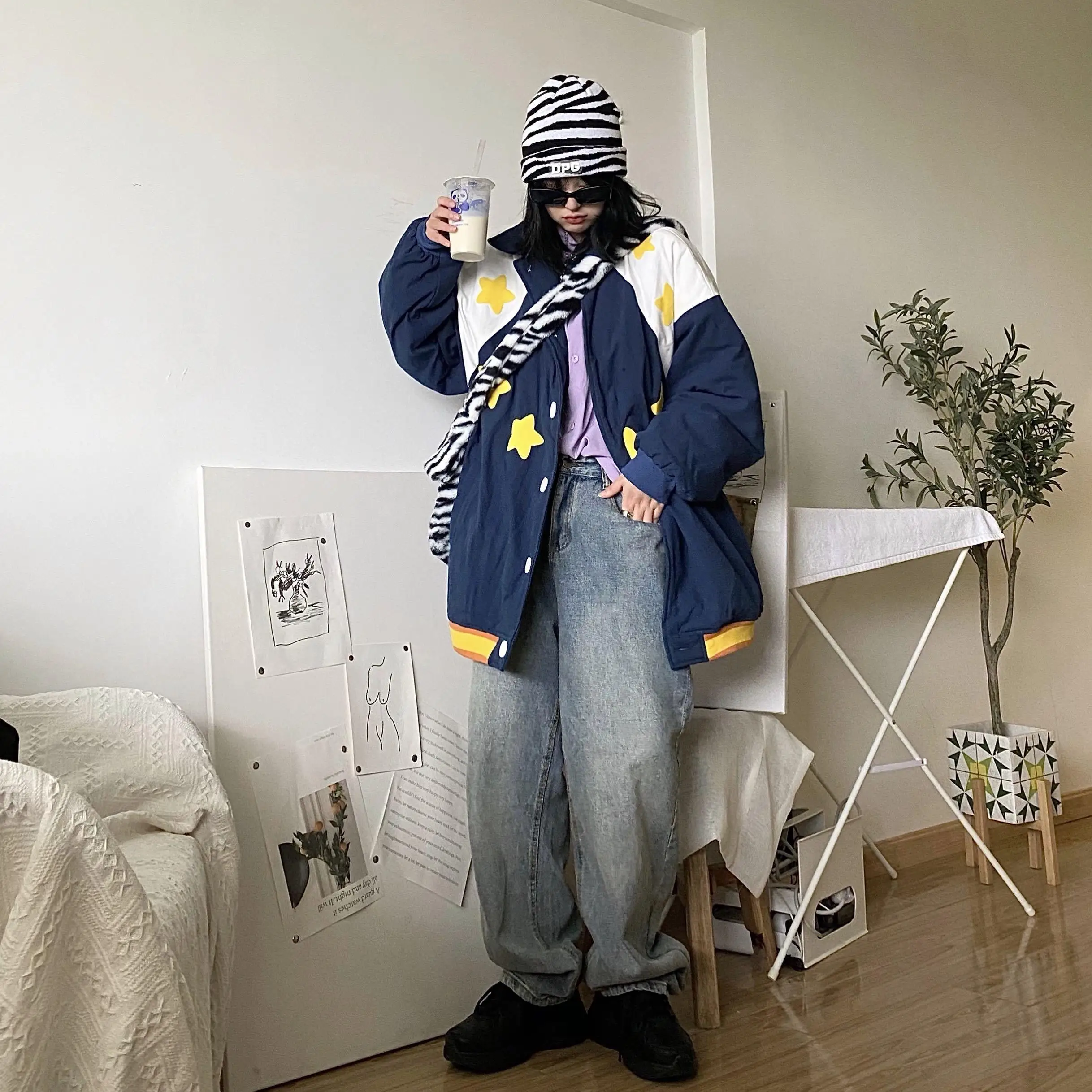 

Lined with cotton, new winter student jacket with cotton jacket for girls