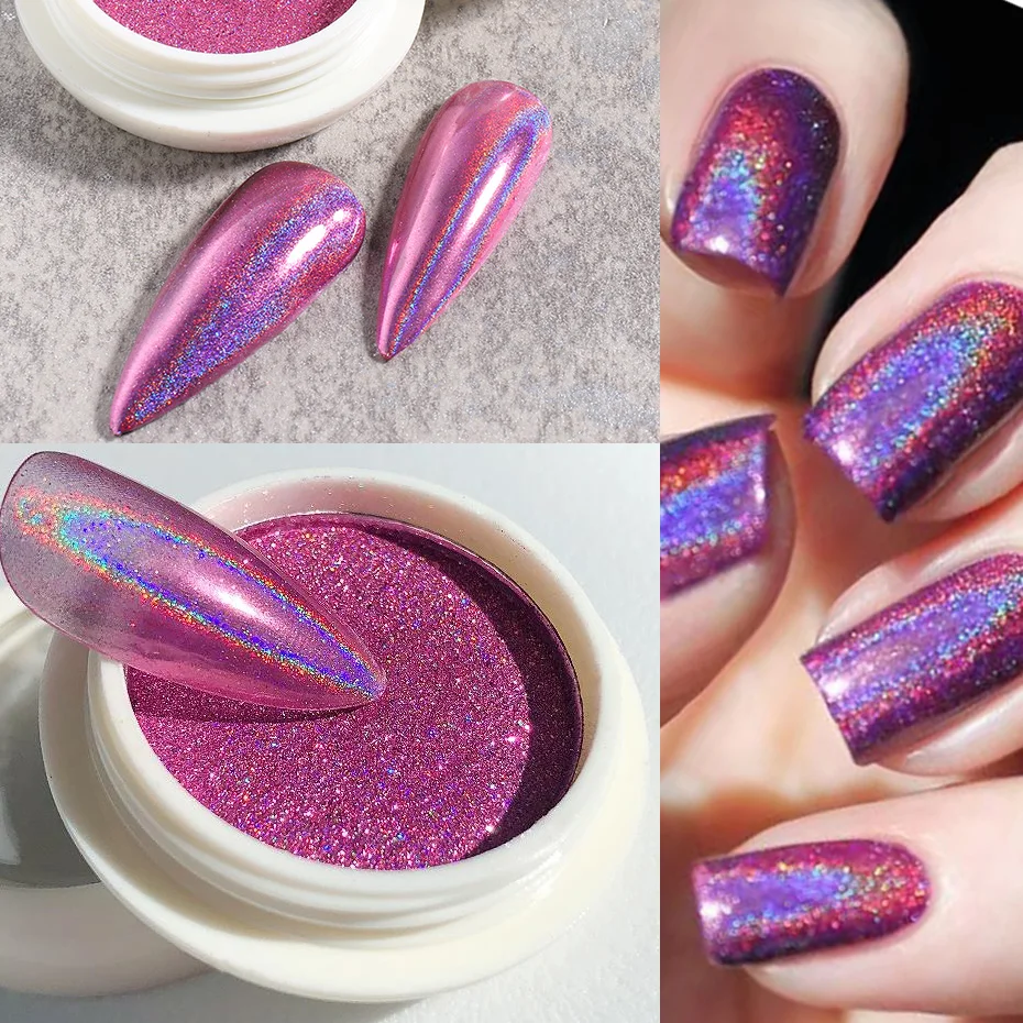 Голографическая пудра для ногтей лазерный блеск Хромовый пигмент втирание пыли