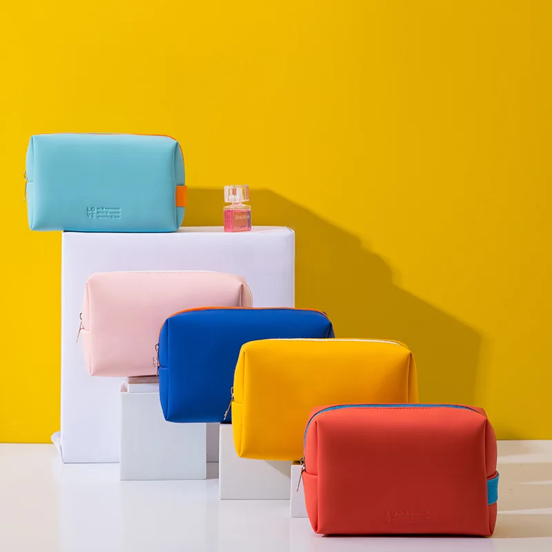 

Women Travel Cosmetic Bag Waterproof Pu Cute Candy Colors Woman Makeup Bags Portable Toiletry Storage Bag Organizer Box