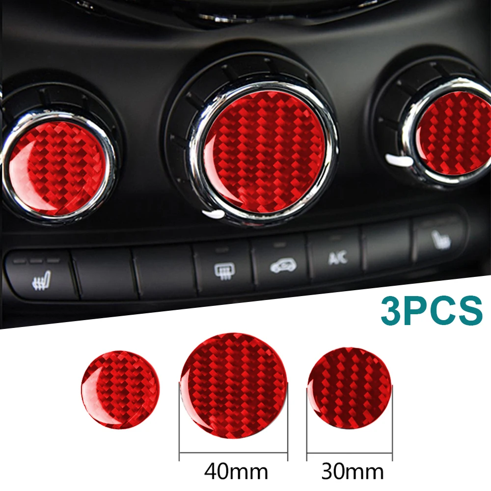 

3Pcs Carbon Fiber Car Multimedia Knob Button Decoration Sticker Protector Auto Interior Accessories For Mini Cooper F55 F56 F60