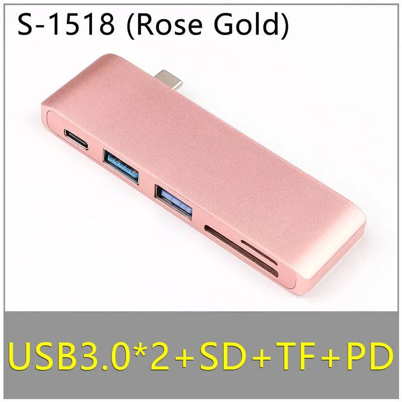 TypeC-5in1-26 Два порта USB C концентратор до 4K HDMI адаптер Thunderbolt 3 двойной USB 3,1 данных type-C концентратор TF SD PD адаптер для MacBook Pro Air 13 - Цвет: TypeC-5in1-26