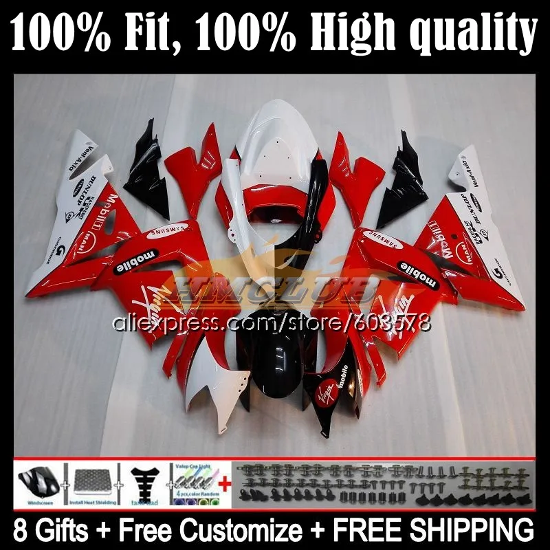 

Инжекционный комплект для KAWASAKI NINJA ZX 1000 CC 10 R ZX-10R 104CL.13 ZX 10R 1000CC ZX10R 04 05 ZX1000 2004 2005 обтекатель красный белый