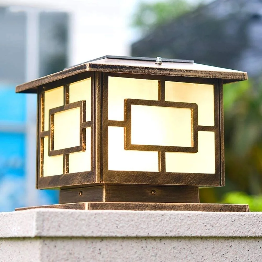 

Outdoor Lighting Supplies LED Solar Retro Lantern Pillar Light Outdoor Porch Column Lamp Garden Fence Decoration