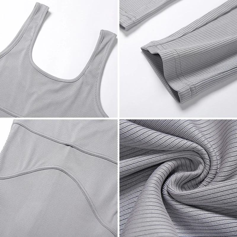 

Gtpdpllt Ribbed Casual Workout Rompers Womens Jumpsuit Backless Sleeveless Fitness Active Wear Bodycon Fashion Jumpsuits Summer