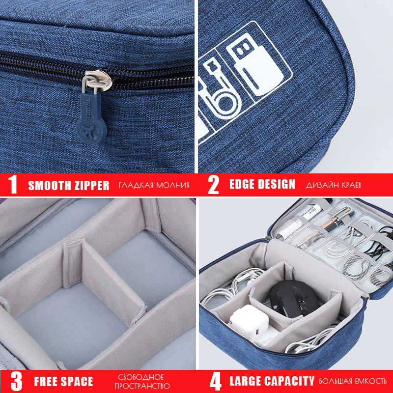 

Portable Digital Travel Bag Large Capacity Electronic Organizer Travel Accessories Zipper Digital Device Bag