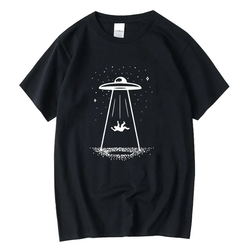 

Футболка XIN YI мужская с забавным принтом инопланетянина, тенниска из 100% хлопка, круглый вырез, повседневная майка свободного покроя