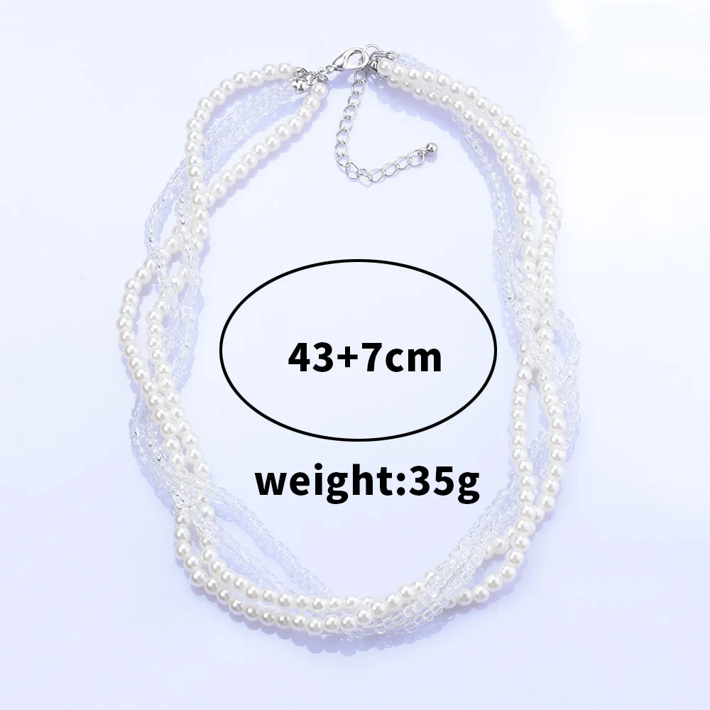 Многослойное колье-чокер из искусственного жемчуга с прозрачными хрустальными