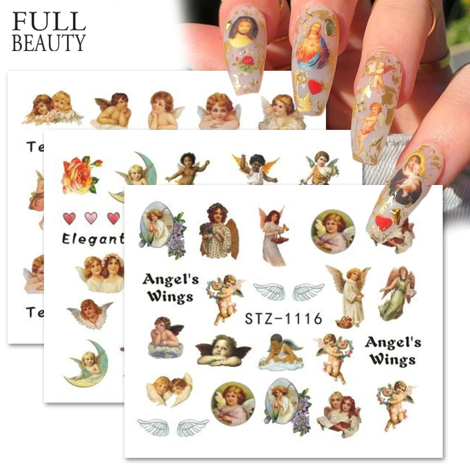 

Angel Nail Art Stickers Virgin Mary Cupid Water Transfer Decals Sliders Heaven Design Tattoo Accessories Manicure CHSTZ1114-1121