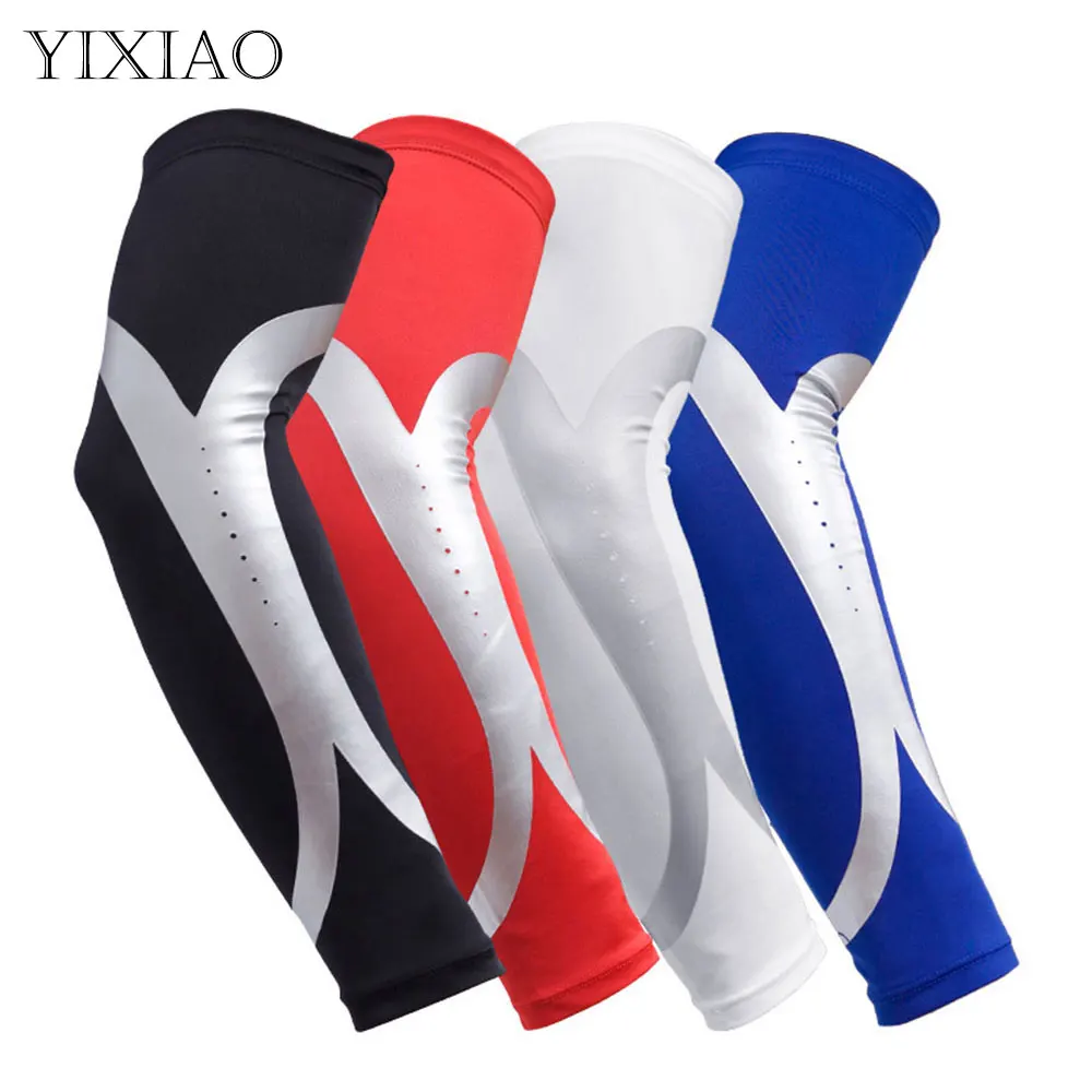 

YIXIAO 1Pcs Ice Fabric Breathable UV Protection Running Arm Sleeves Fitness Basketball Elbow Pad Sport Cycling Outdoor Arm Warm