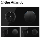 ЕС DE Мощность розетка с кнопочный переключатель с Светодиодный индикатор лампа светильник розетки черный Стекло рамка 172 мм * 86 мм Россия Испания розетки  выключатель света,переключатель,кнопки