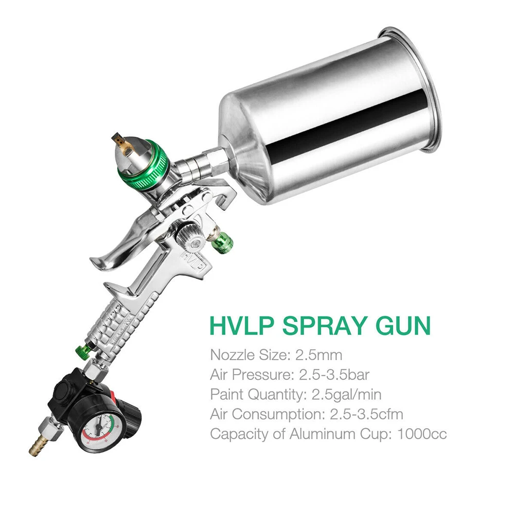 

2.5mm Metal Flake Application Maintenance HVLP Sprayer For Auto Paint Primer Furniture Practical With Air Regulator Heavy Bodied