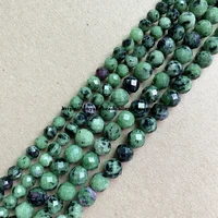 2lots more 10 off semi precious stone diamond cuts faceted aa quality red green zoisite 7 round loose beads 6 8 10 mm