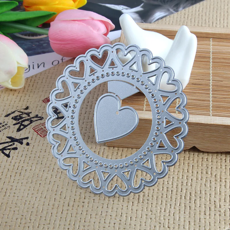 Металлические режущие штампы квадратные сердечки для скрапбукинга тиснение