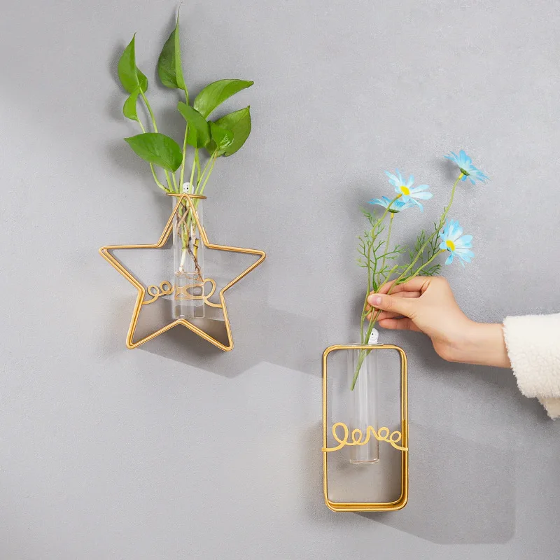 Железная художественная Геометрическая стеклянная ваза Настенный декор горшок