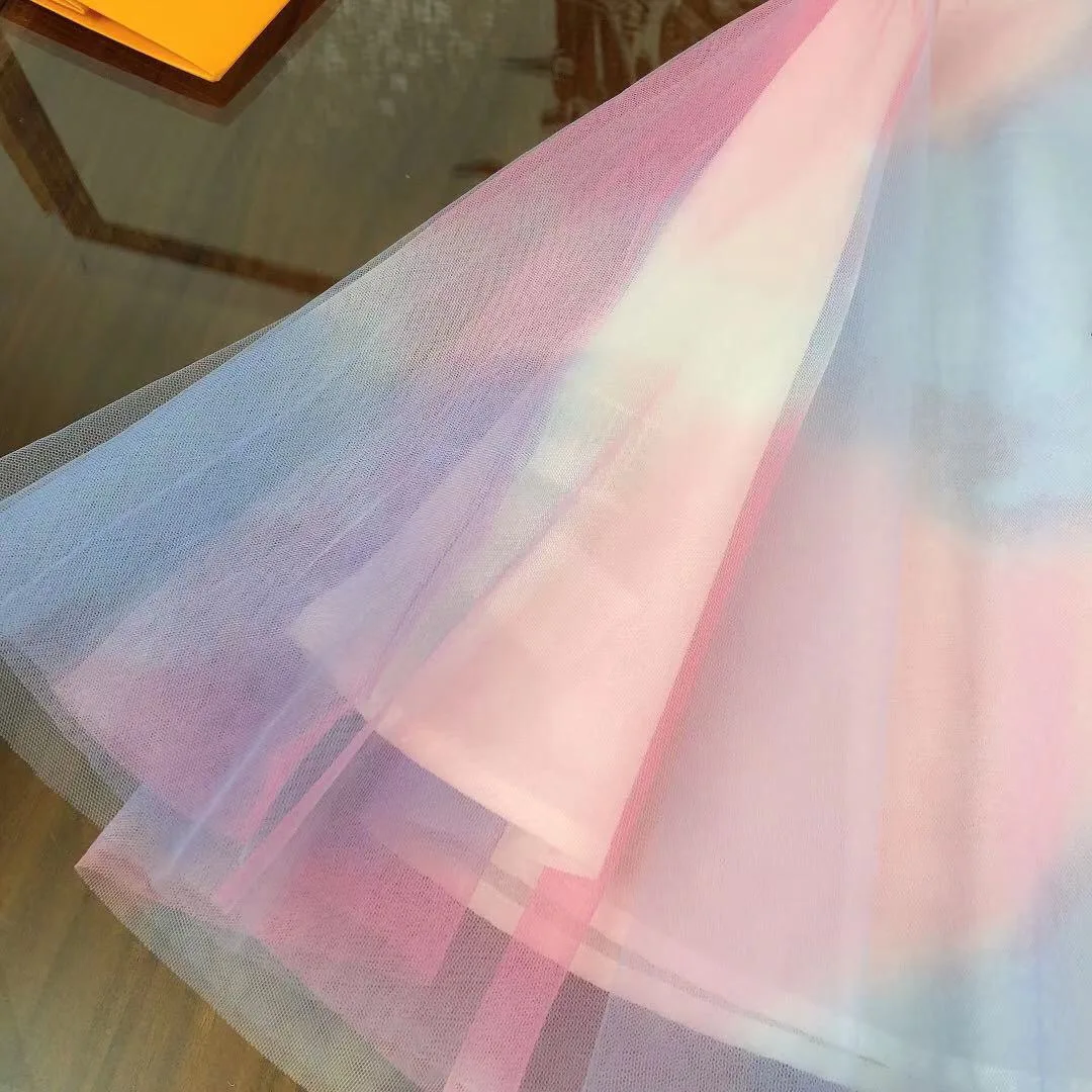 

2 4 6 8 9 12 Years Baby Clothing Summer New Girls Sleeveless Dress Cute Mesh Princess Dresses For Children Kids Designer Clothes