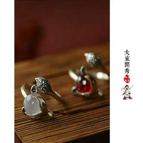 

Life Needs to Guard Lingfox Workplace Anti-Villain Family Anti-Small Sanwang Marriage Chinese S925 Sterling Silver Ring for Wome