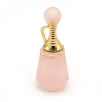 natural rose quartzs perfume bottle pendant fashion essential oil diffuser pendant for jewelry necklace accessories 40x16mm