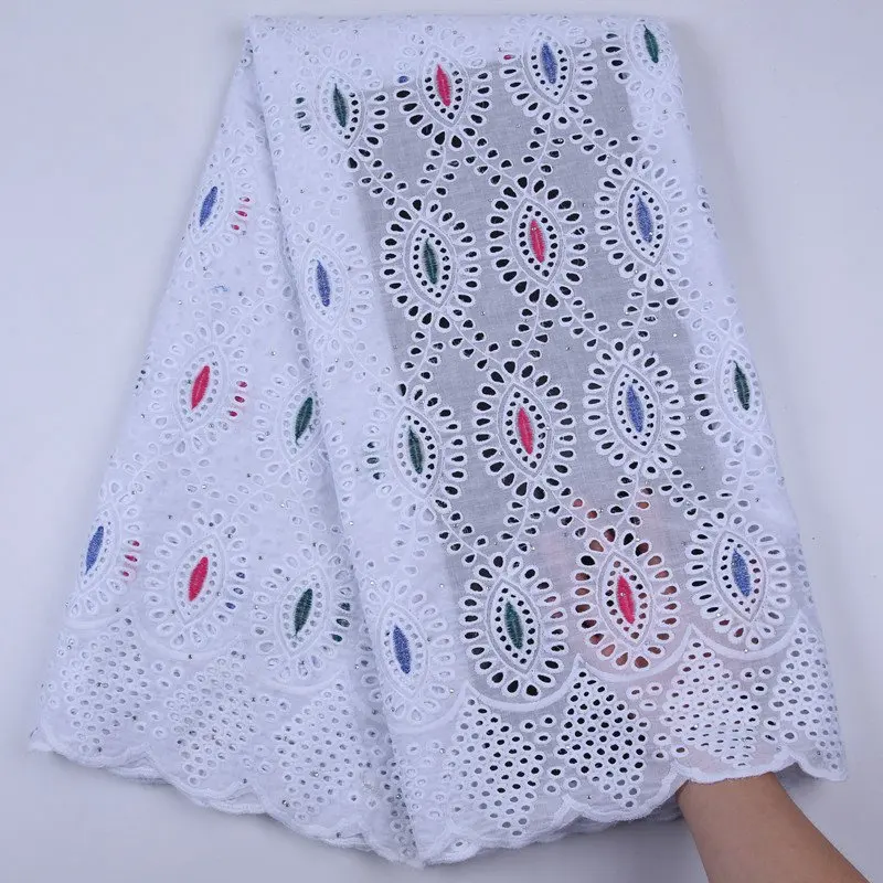 Однотонное белое 100% хлопковое высококачественное кружево из Дубая с