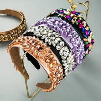 luxury korean baroque multicolor crystal gem headband bohemian sparkling diamond beaded girl party headwear jewelry accessories