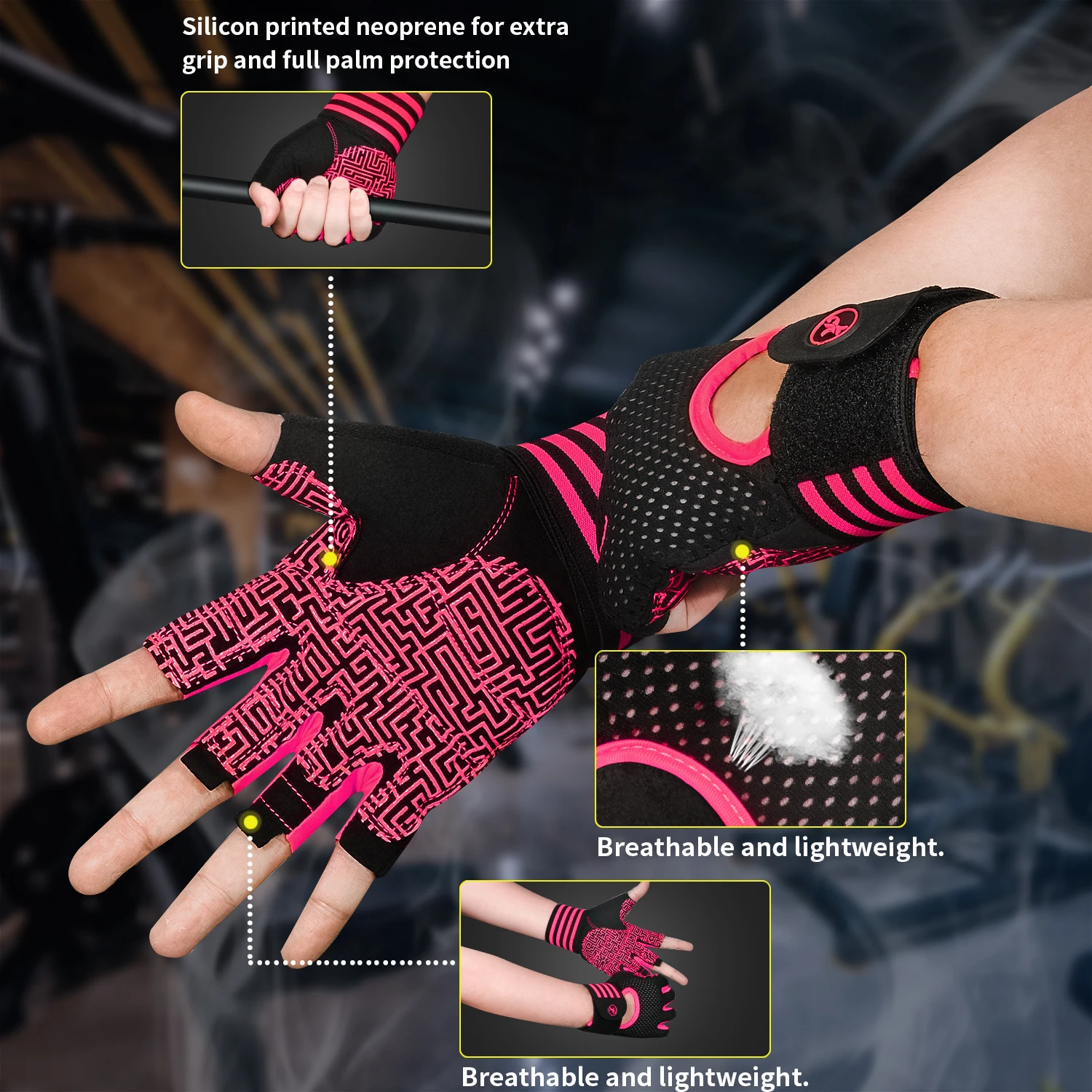 BIKINGMOREOK Gym Gloves,Weight Lifting Gloves Exercise Gloves for Men  Women Full Palm Silicone Padding Training Gloves