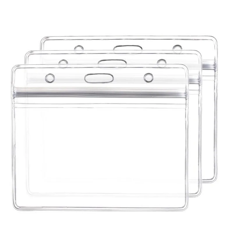 10 قطعة/المجموعة عمودي أفقي شفاف البلاستيك يمسح ID حافظة للبطاقات حافظة شارة حامل الملحقات