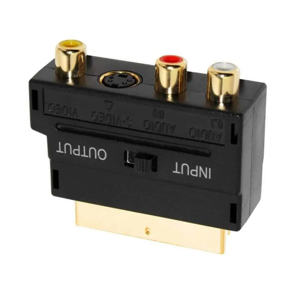 Адаптер SCART с AV-блоком на 3 RCA Phono Composite S-Video переключателем In/Out Scart адаптер SVHS для