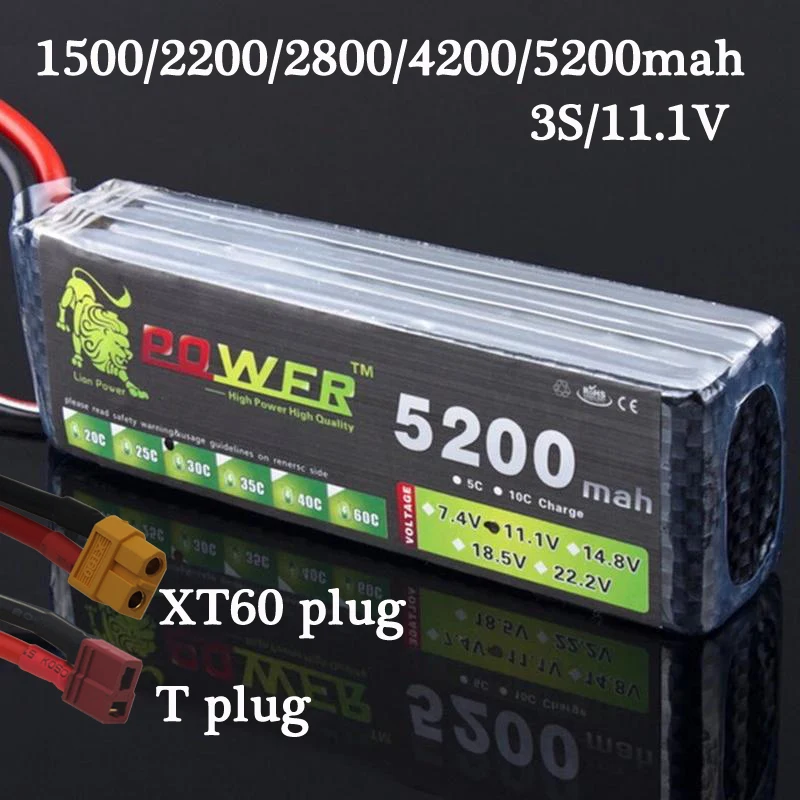 LION POWER 11 1 v 1500mAh 2200mah 2800mah 3000mah 4200mah 5200mah литий-полимерная батарея T/XT-60 для