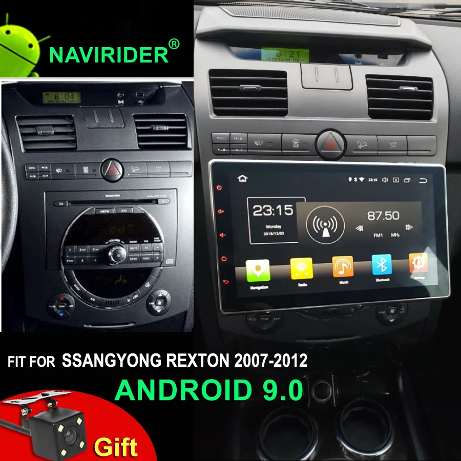 Автомагнитола Android 9,0 Для SSANGYONG Rexton gps ips экран видео рекордер плеер вверх вниз влево вправо Регулировка навигации 2007-2012