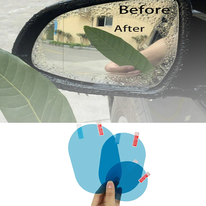 

2pcs Car Rainproof Film Stickers Rearview Mirror Anti Fog Waterproof Clear Films Rainy Auto Safety Driving Sticker Accessories