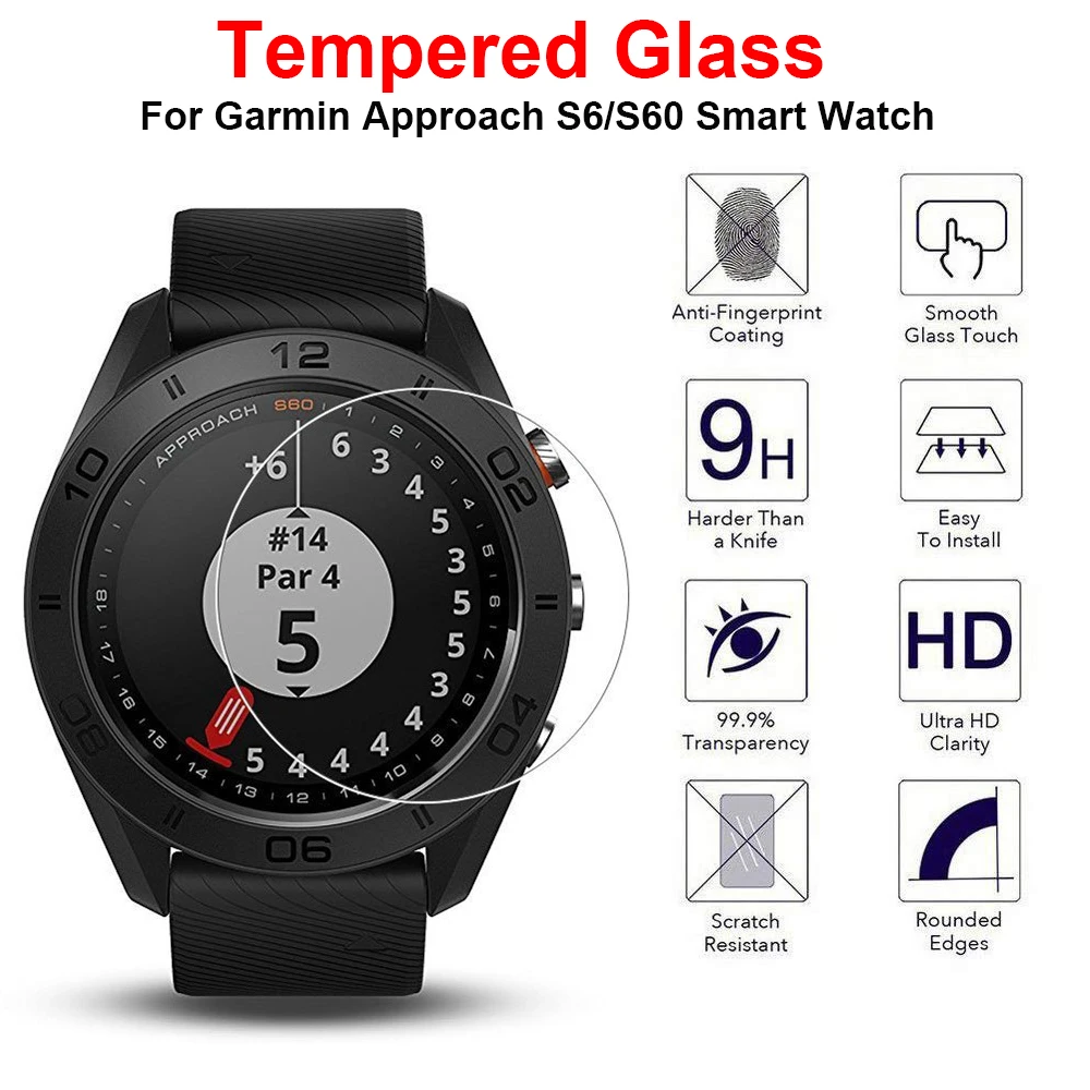 3Pcs/Lot 9H 2.5D Tempered Glass For Garmin Approach S60 Screen Protector for Garmin Approach S6 Smart Watch Protective Film