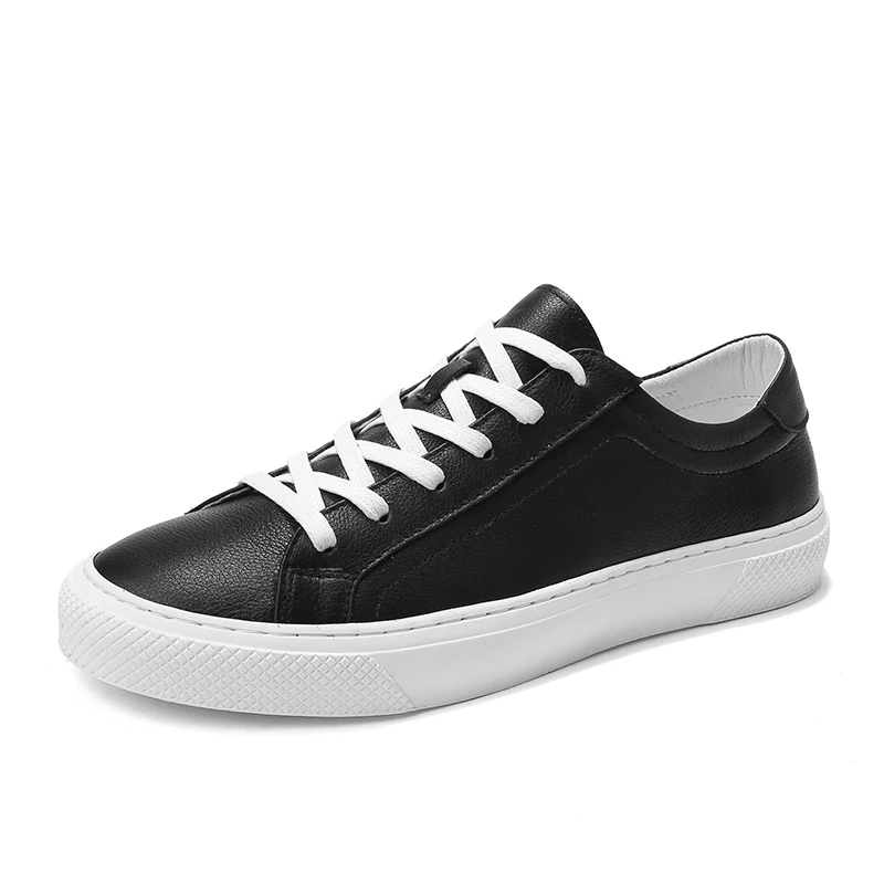 

Hot Men Black White Flats Shoes Fashion Casual Men Shoes Lace-up Breathable Men Sneakers Korean Version of Men's Soft Shoes *