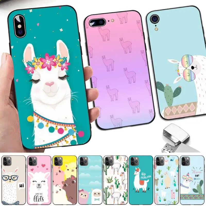 

Llama Alpaca pattern Phone Case for iPhone 11 12 13 mini pro XS MAX 8 7 6 6S Plus X 5S SE 2020 XR case