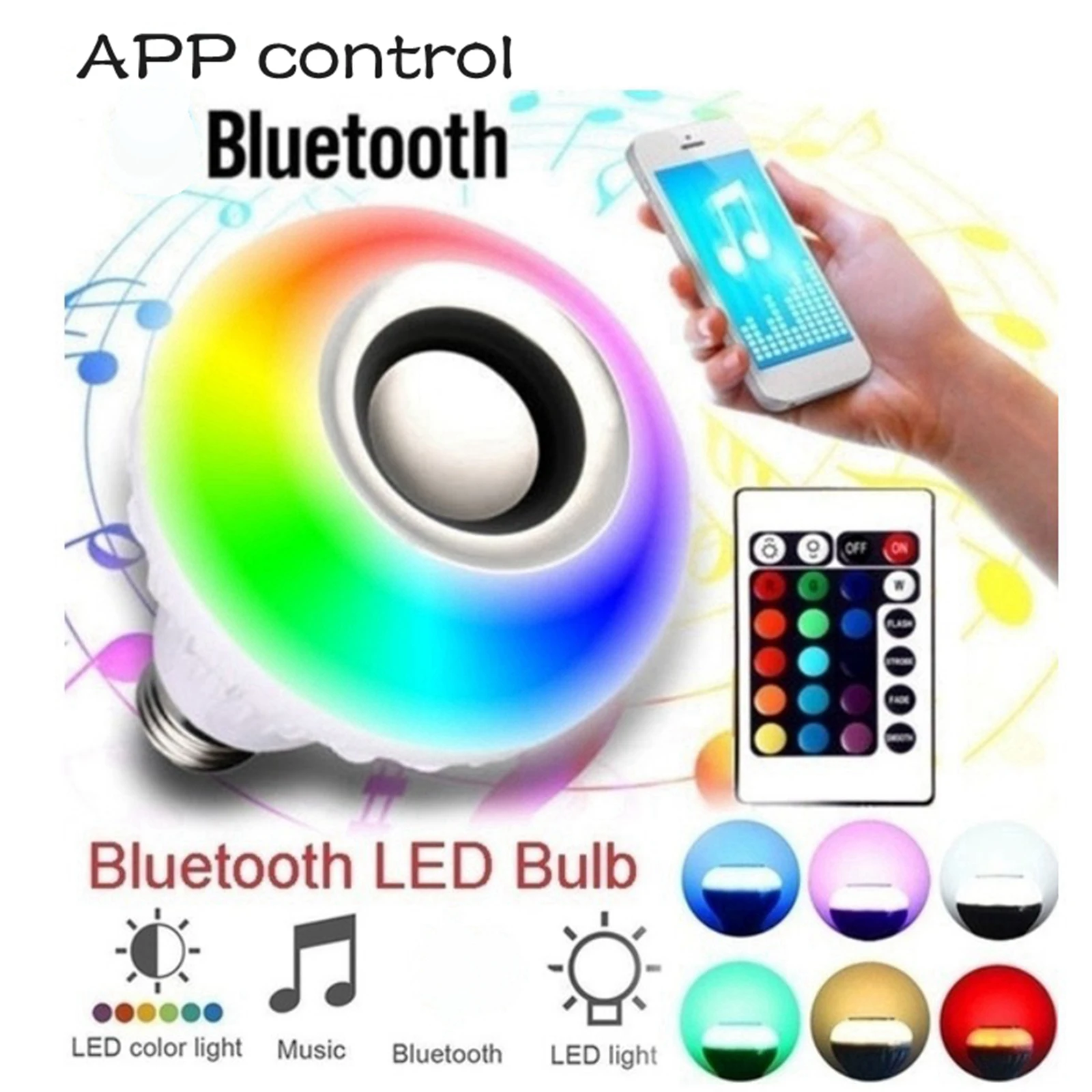 

Bluetooth Bulb led lamp E27 RGB night Light Bulb with remote control for home party stage ktv music lamp 100V-240V