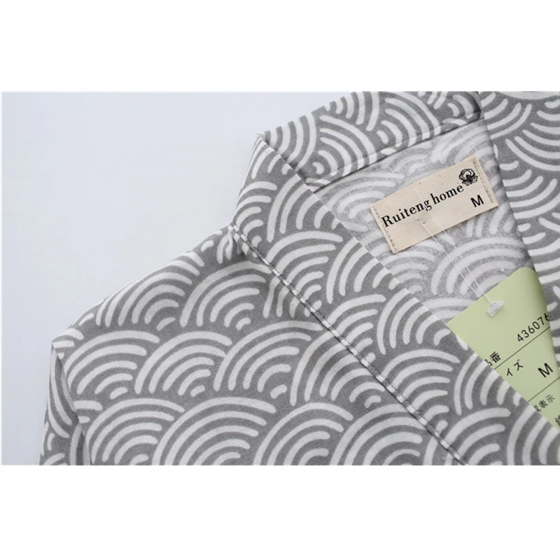 

Unisex Japanese Kimono Traditional Pajamas Men Set Women Cotton Half Sleeve Wave Shorts Suit V-neck Summer Sleepwear Spa Costume