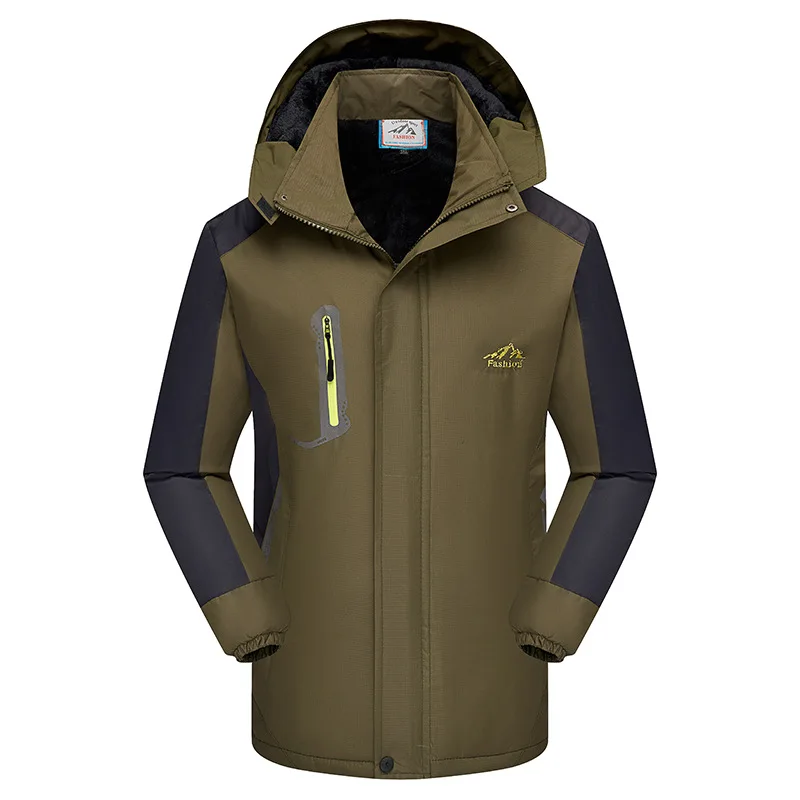 Мужская водонепроницаемая парка ветрозащитная Толстая зимняя куртка с