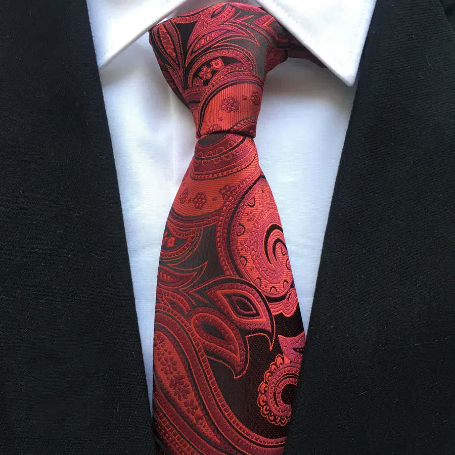 

8cm Width Classic Designer Ties Luxury Red Paisley Necktie Corbatas for Men Wedding Party Birthday Gift