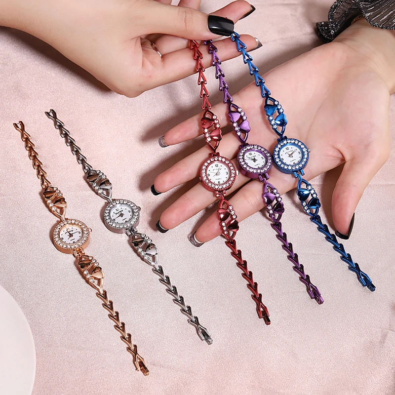 

Montre Femme Bracelet Jewelry Women Watch Female Rhinestone Analog Stainless Steel Strap Quartz Wristwatch Heart Shape Clock