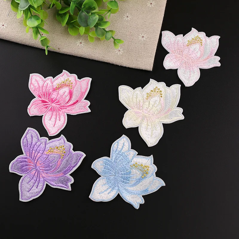Наклейки для одежды с компьютерной вышивкой 5 видов цветов лотоса | Дом и сад