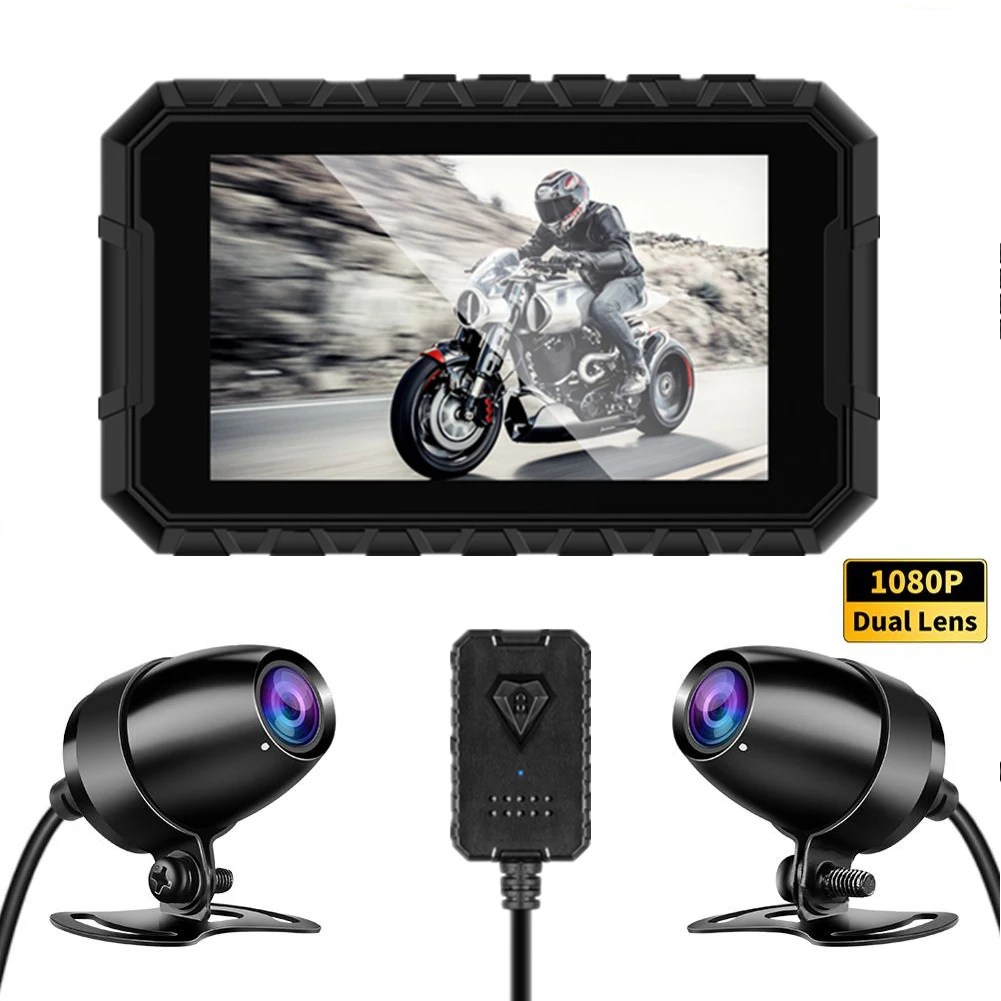 

IPS Экран ABS Двойной объектив Dash Cam Универсальный USB Видеорегистраторы для мотоциклов видео HD 1080P Широкий формат вождения Регистраторы Водоне...