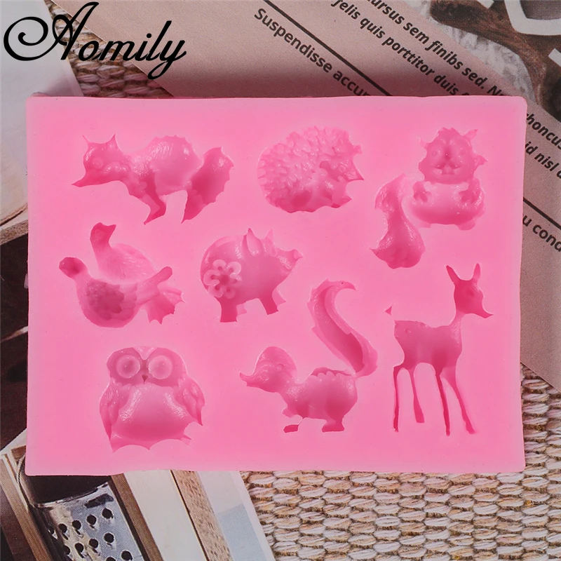 Aomily DIY силиконовые формы для торта лиса Ежик Сова белка в форме животных помадка